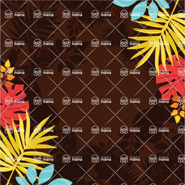 Nature Backgrounds, Patterns and Frames Themed Graphic Collection - Floral Background with Colorful Leaves